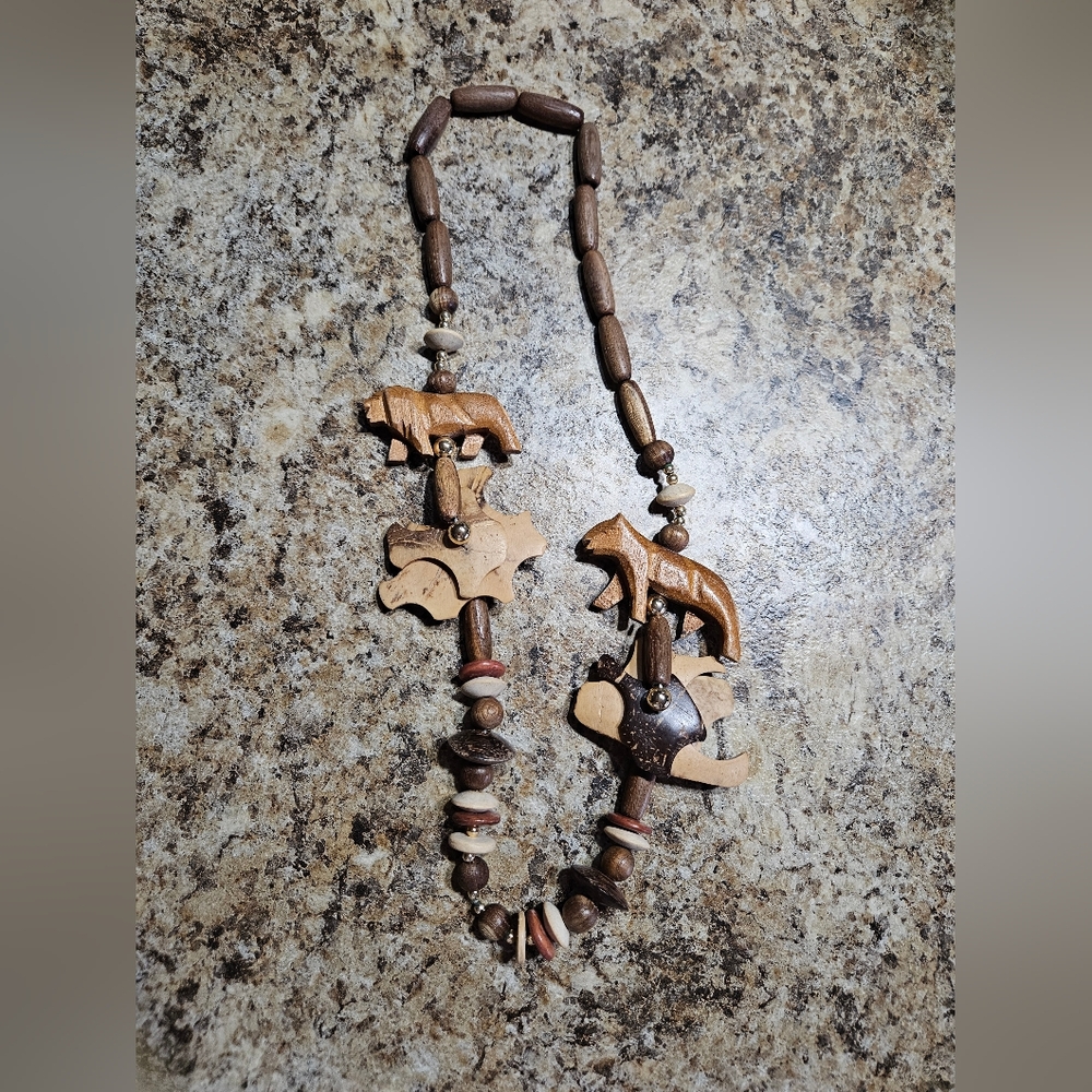 Wooden Animal Bead Necklace